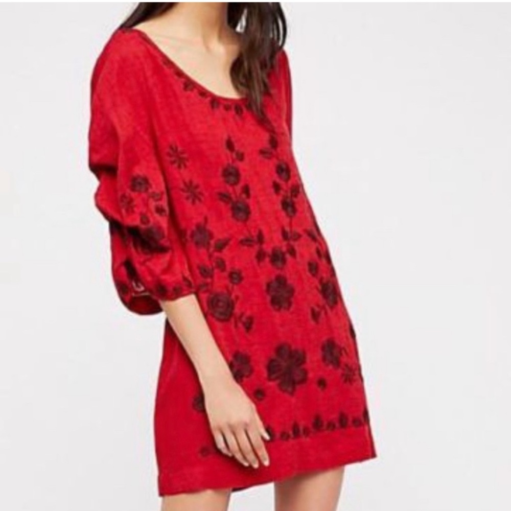 Free People Embroidered Mini Dress - Small